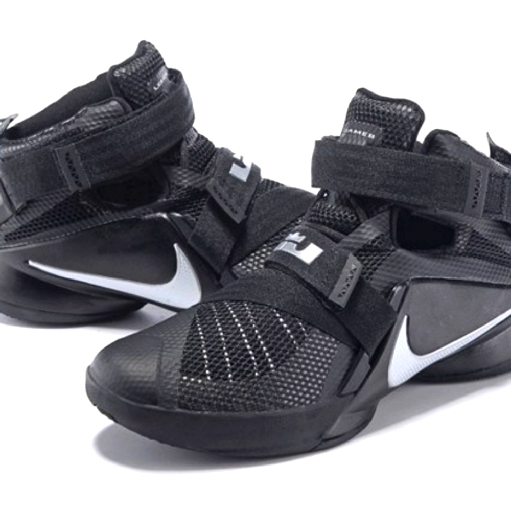 Nike Lebron Soldier IX 9 Black Metallic Silver Men Basketball Shoes 10